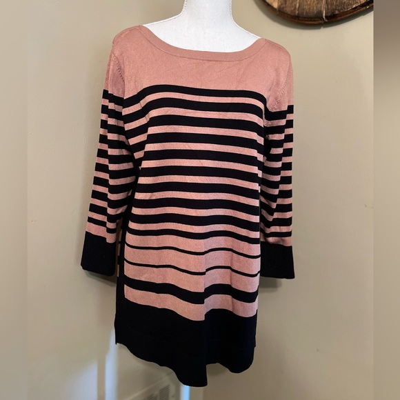 Laura Scott Camel and Black Striped Sweater - Picture 1 of 7